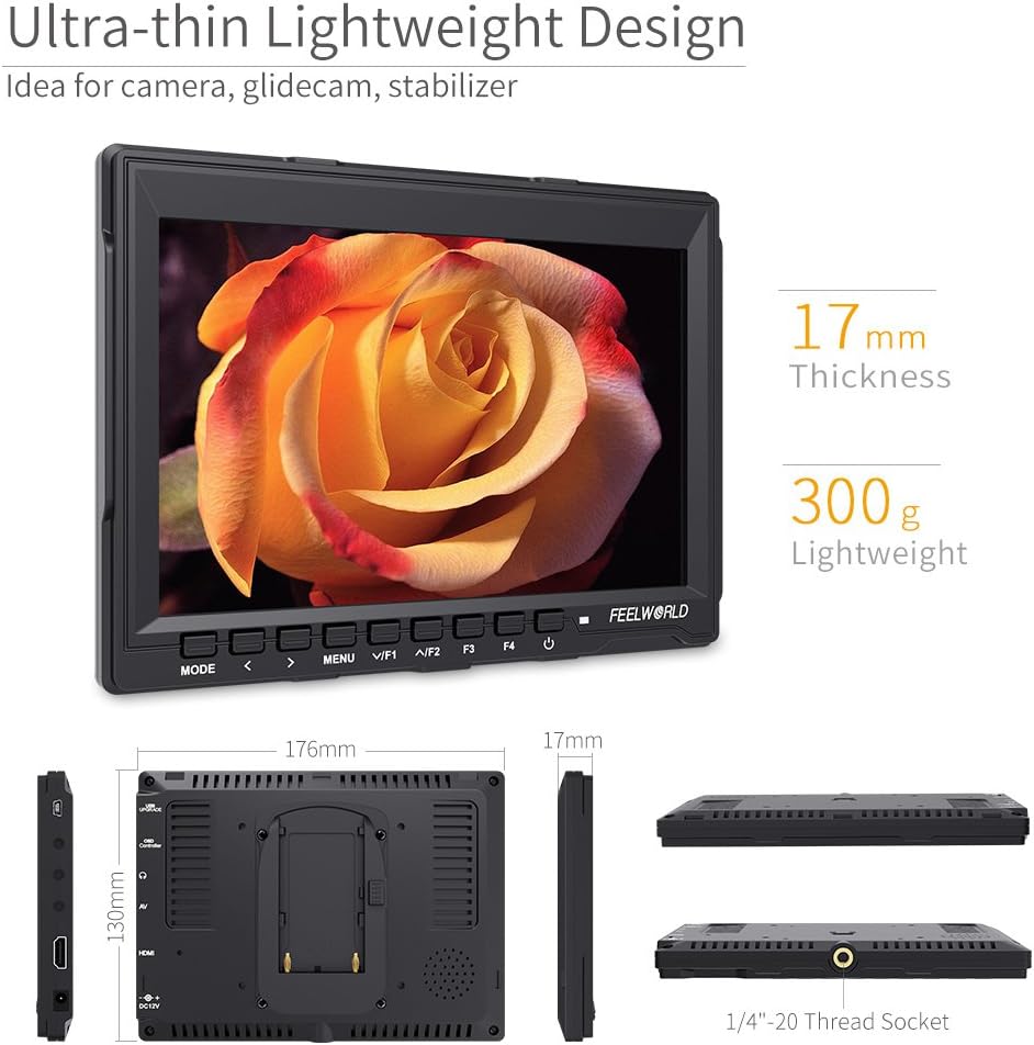 7 Inch 1280x800 IPS 4K HDMI Camera Field Monitor with Sunshade K92612