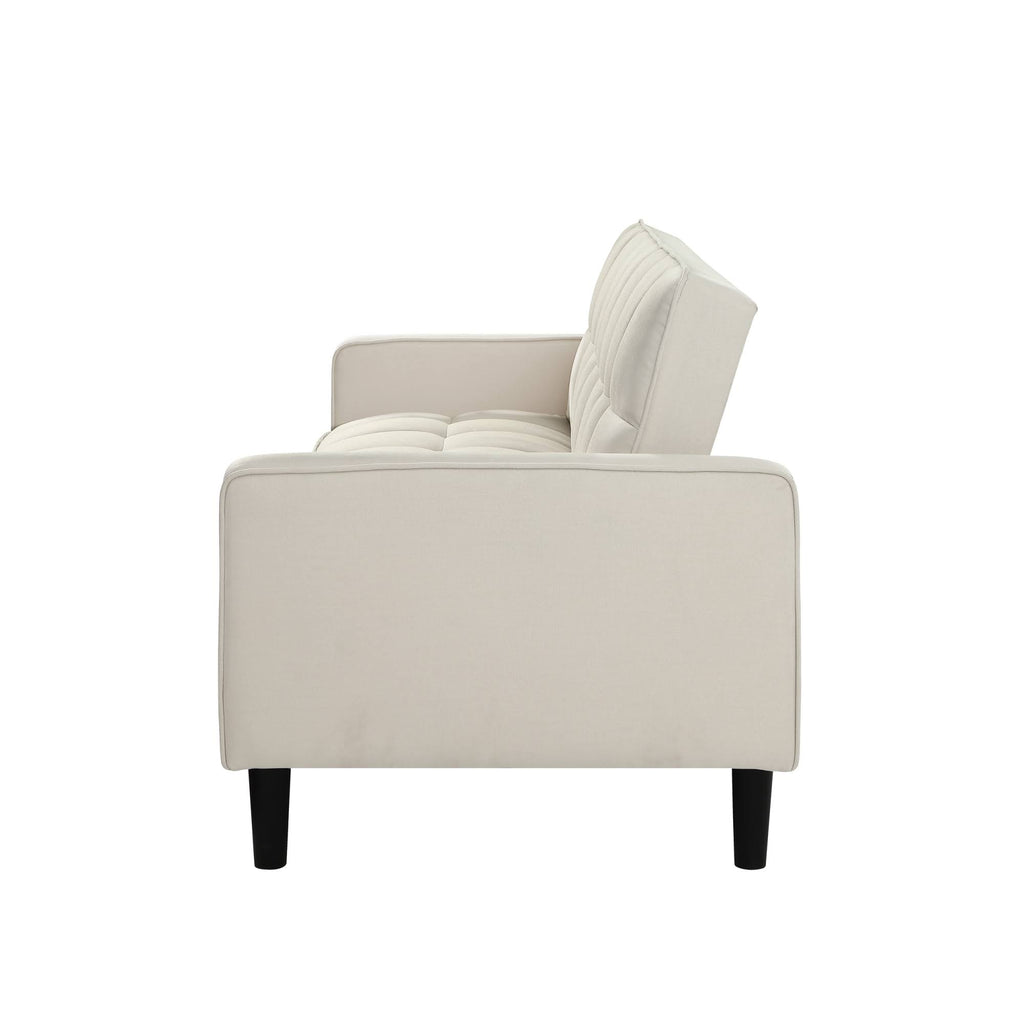 Beige Linen Convertible Sofa Bed with Storage Z6959