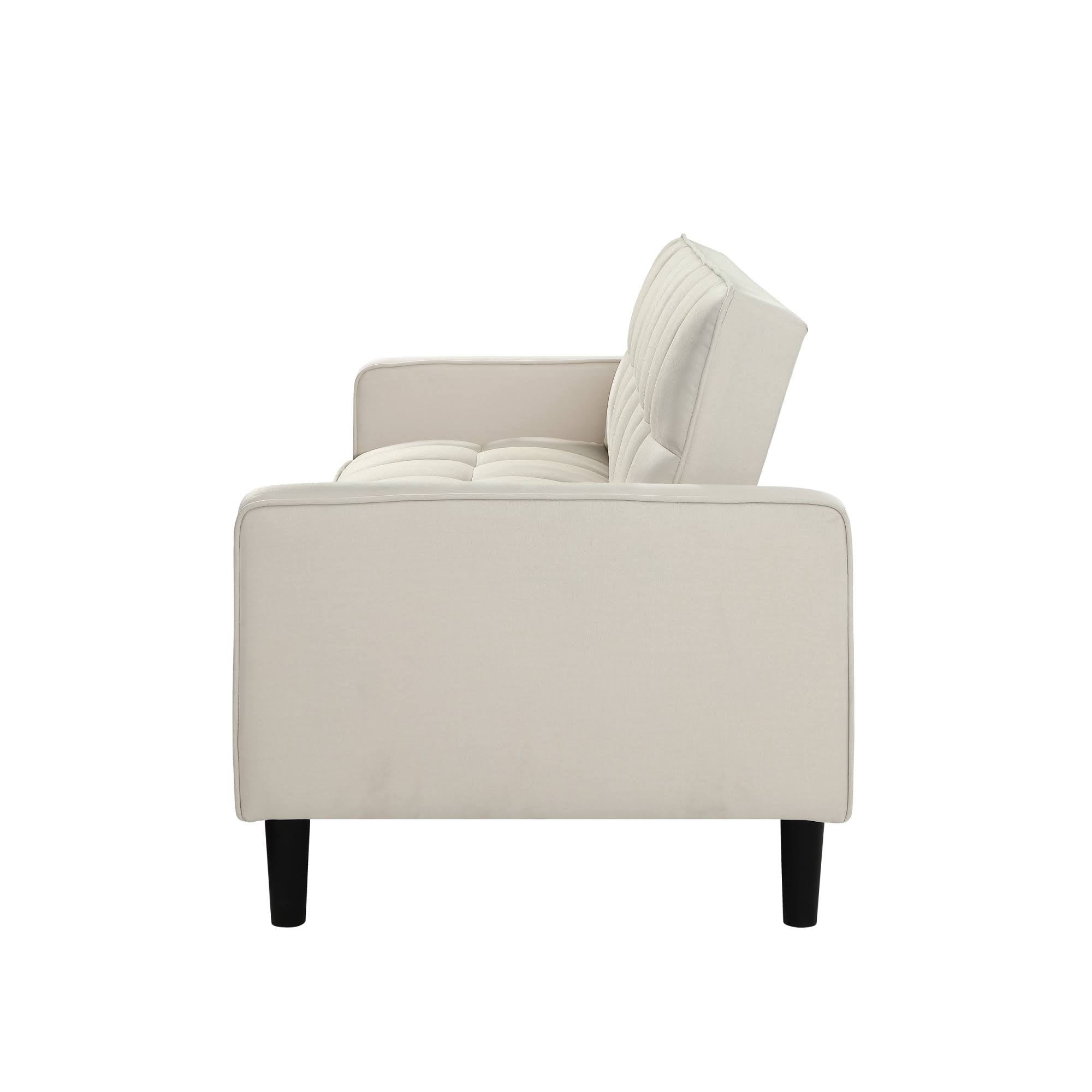 Beige Linen Convertible Sofa Bed with Storage Z6959