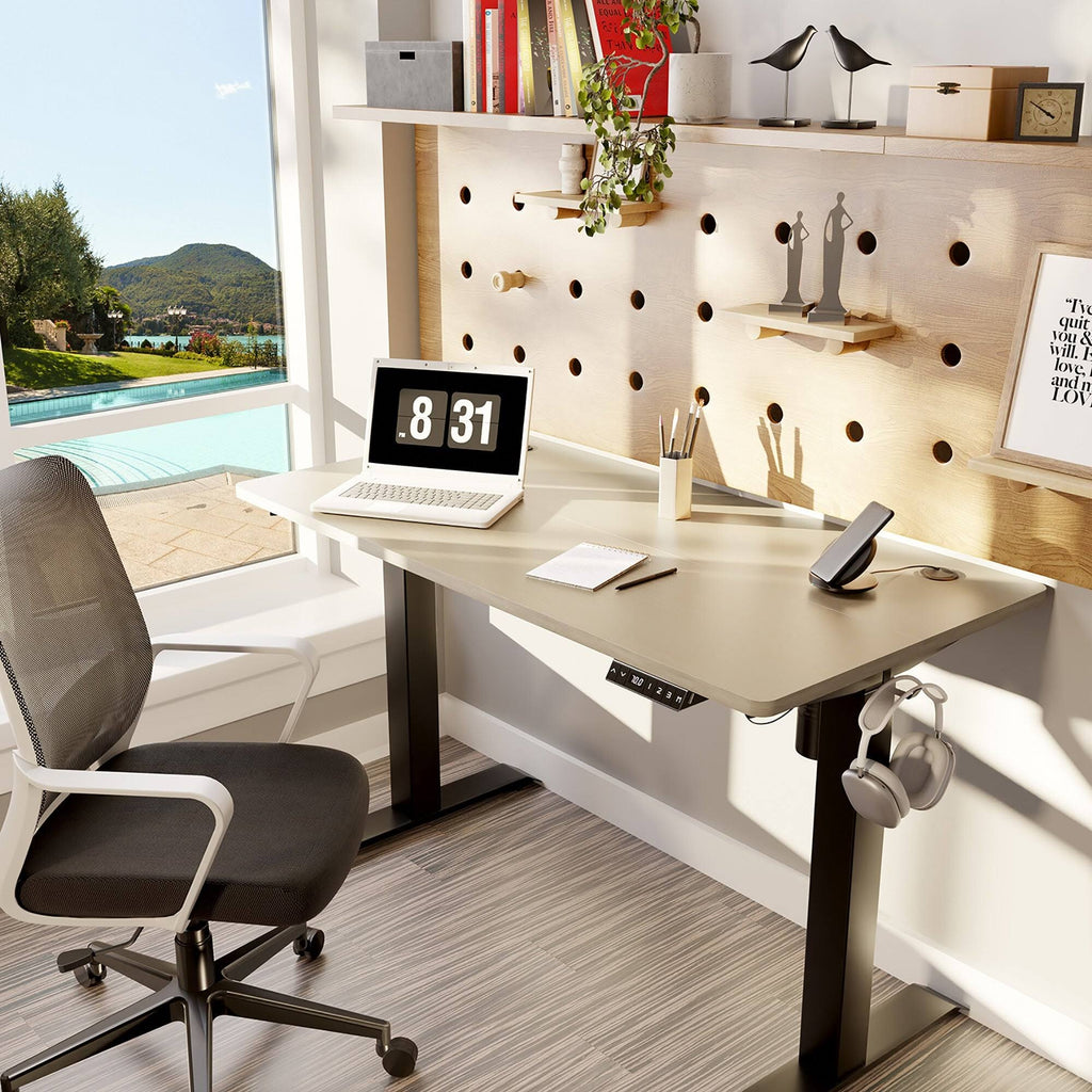 Black Height Adjustable Electric Standing Desk with Splice Board L816