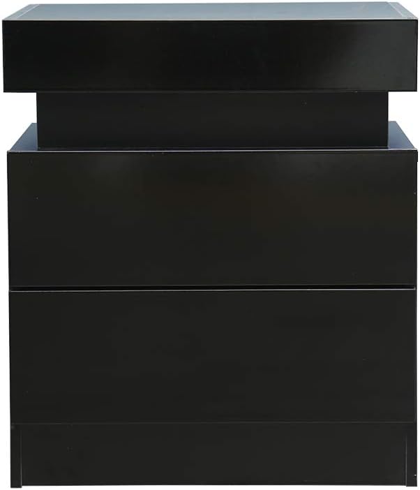 White 2 Drawer LED Nightstand R5737