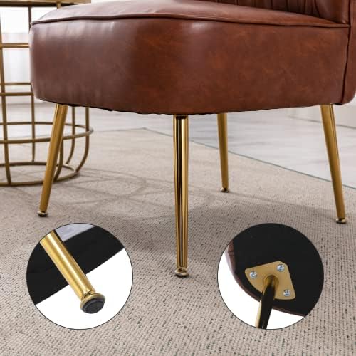 Orange Velvet Armless Accent Chair with Golden Legs B143