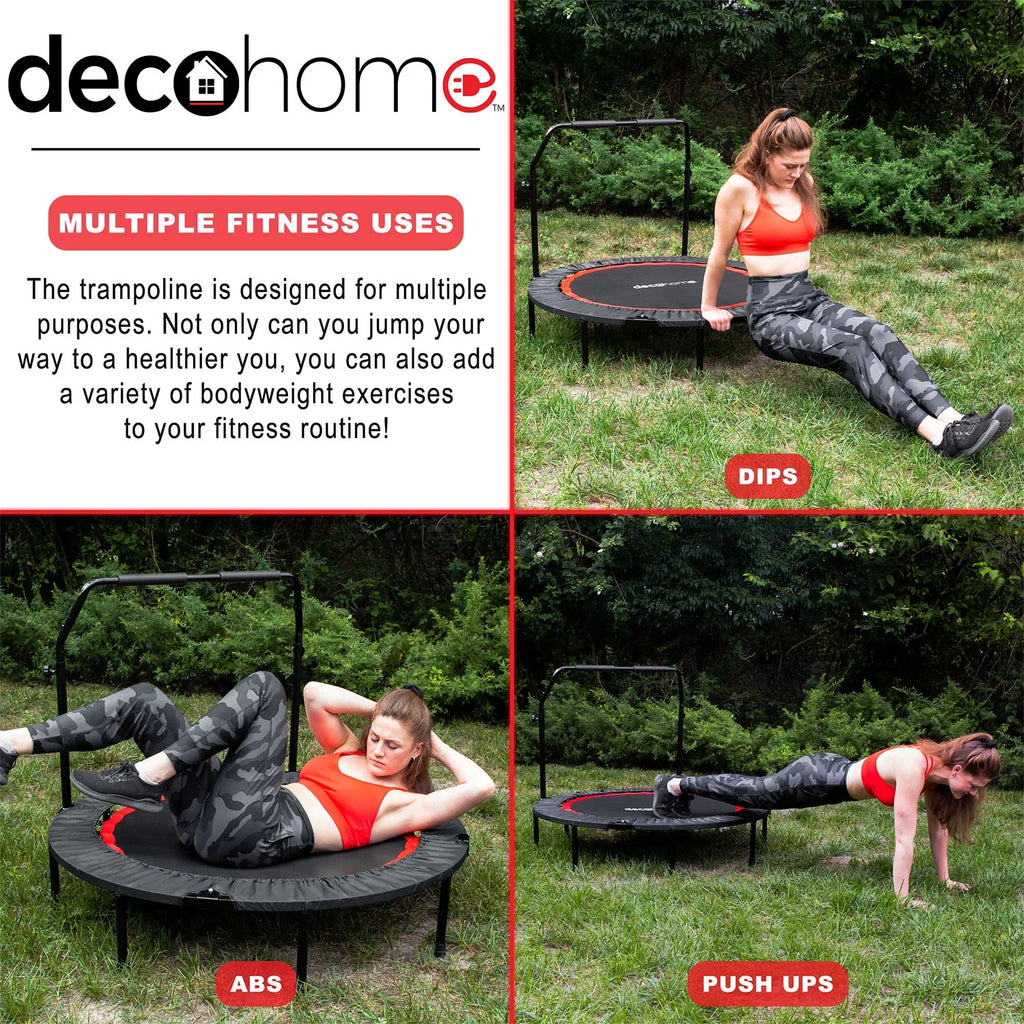 Folding Mini Trampoline with Adjustable Handle Bar B106