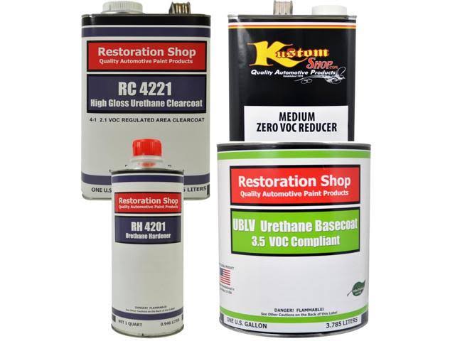 Silver Blue Metallic Low VOC Urethane Basecoat Clearcoat Car Paint Complete Medium Gallon Kit Q4864