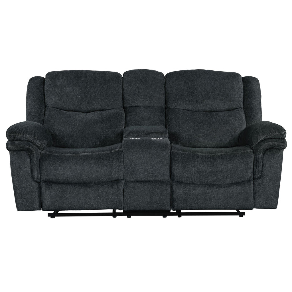 Dark Blue Manual Reclining Sofa with Storage A2163