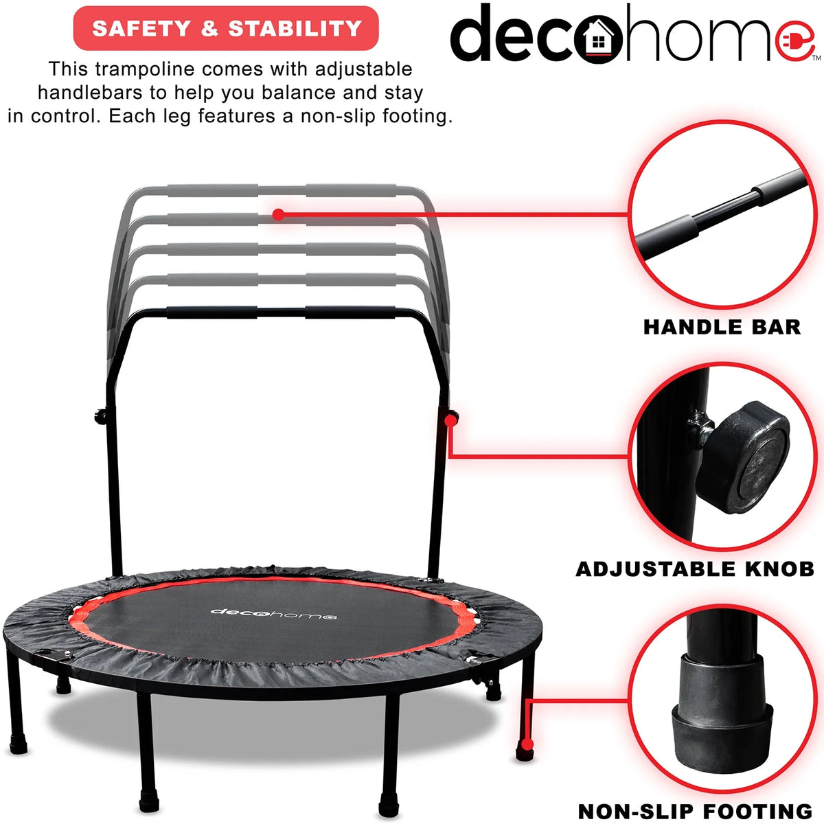 Folding Mini Trampoline with Adjustable Handle Bar B106