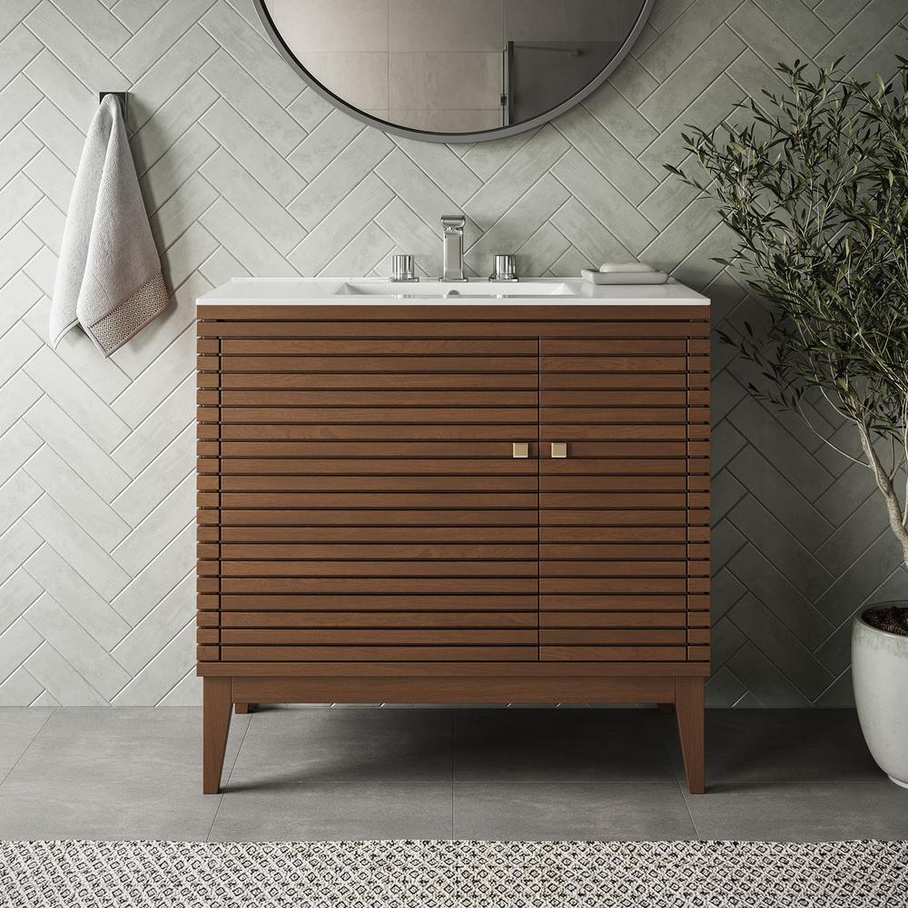 Walnut White 36" Bathroom Vanity W217