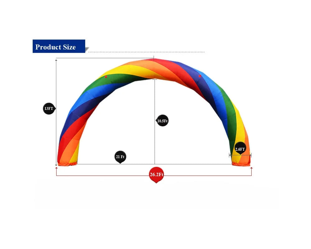 26ft Inflatable Rainbow Arch with Fixed Rope Q2301