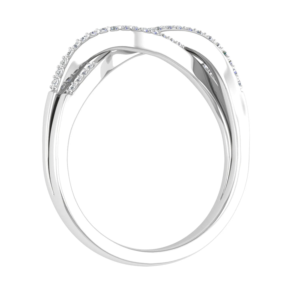 10K White Gold Diamond Twisted Wedding Band Ring O3536
