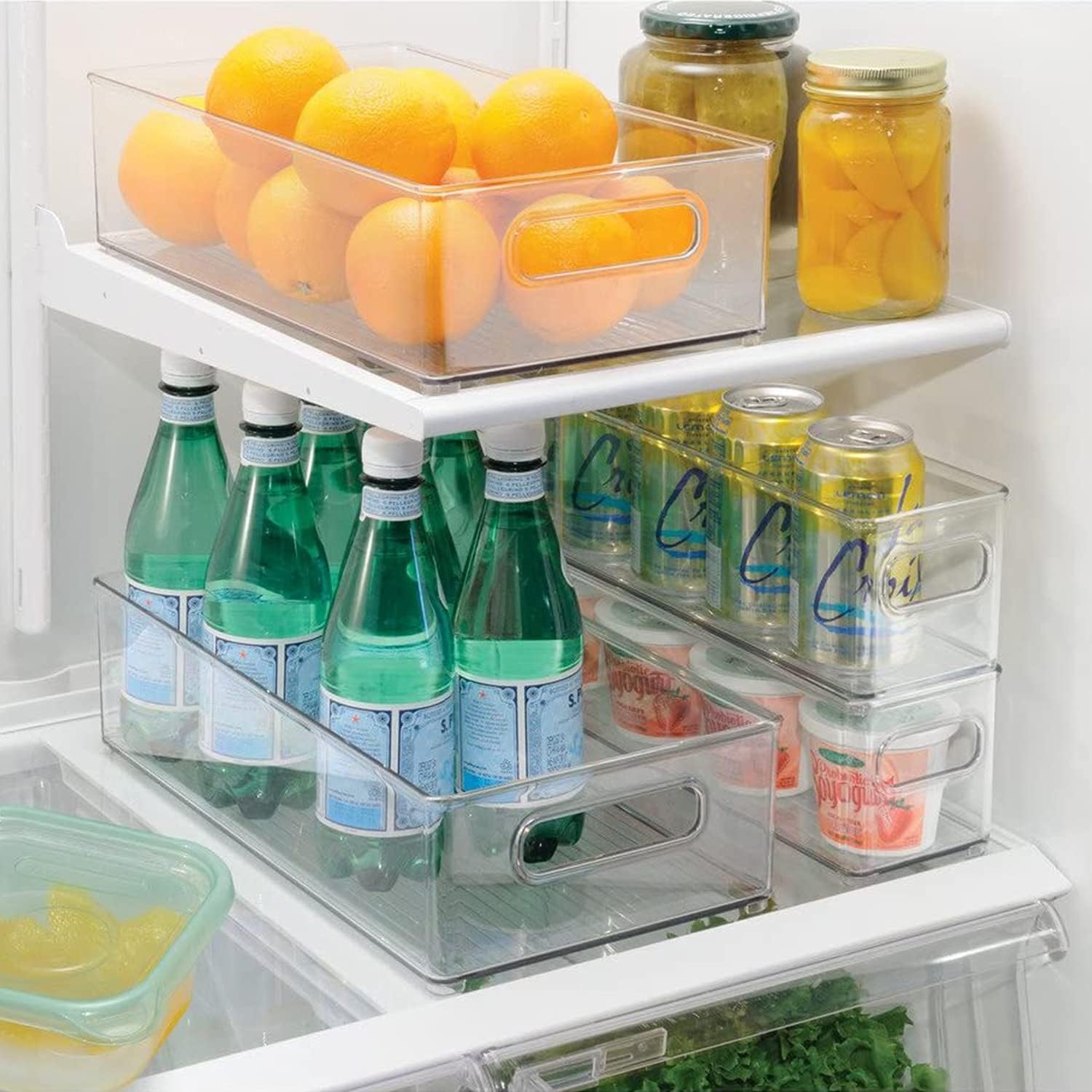 Clear Stackable Fridge Organizer Bins, Set of 6 X813581