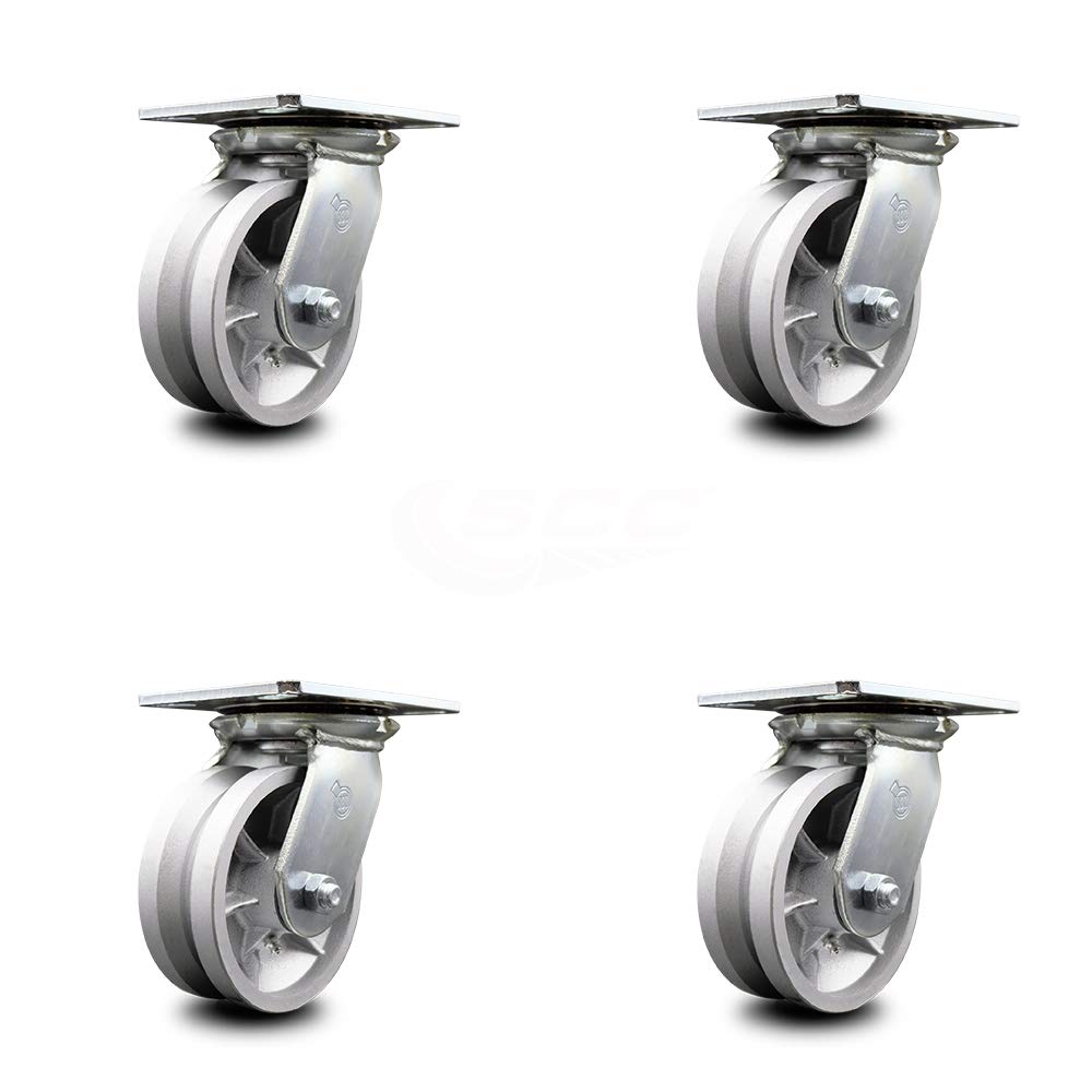 Heavy Duty Swivel Caster with 4 x 2 Silver Wheel, 800 lbs Capacity, Pack of 2 D75132