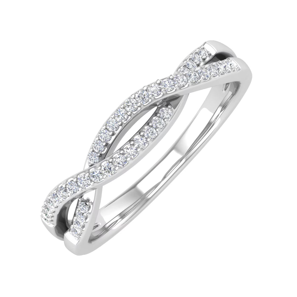 10K White Gold Diamond Twisted Wedding Band Ring O3536