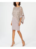 Sequined Lace Party Dress Tan 12 Z442129