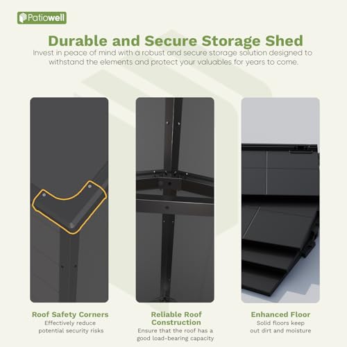 Dark Grey 6 x 8 FT Plastic Outdoor Storage Shed with Floor L841526
