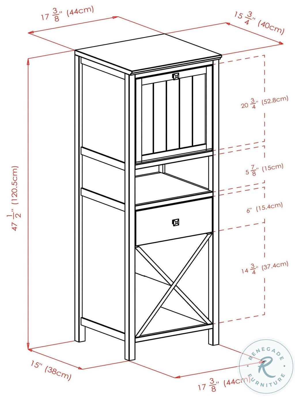 Walnut Brown 4-Section Cabinet A2978