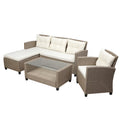 4 Piece Outdoor Sofa Conversation Set with Steel Frames and Rattan B82169