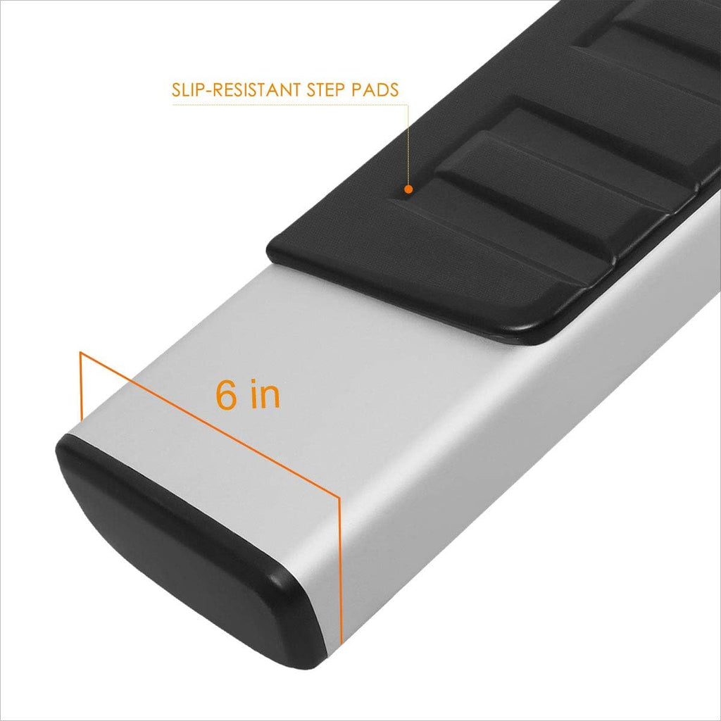 6 Inch Silver Aluminum Running Boards Z379