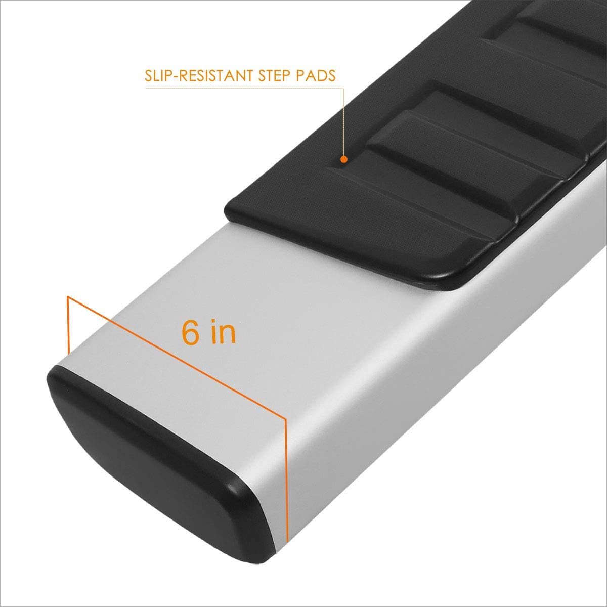 6 Inch Silver Aluminum Running Boards Z379