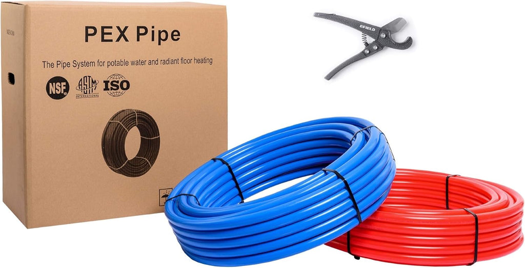 3/4 inch Pex-B Pipe/Tubing 2 x 100 ft Rolls 200 ft Length with Pipe Cutter Y4744
