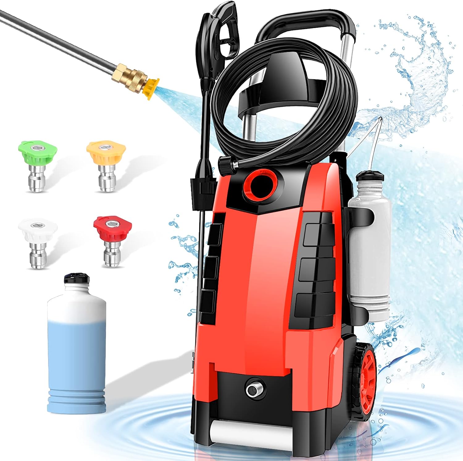 1.9GPM Electric Pressure Washer with 4 Nozzles Foam Cannon K12559