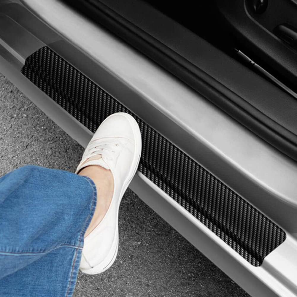 Carbon Fiber Car Door Sill Decal Stickers 4Pcs/Set (Red) Q24528