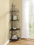 4-Shelf Corner Bookcase Cappuccino and Copper V360897