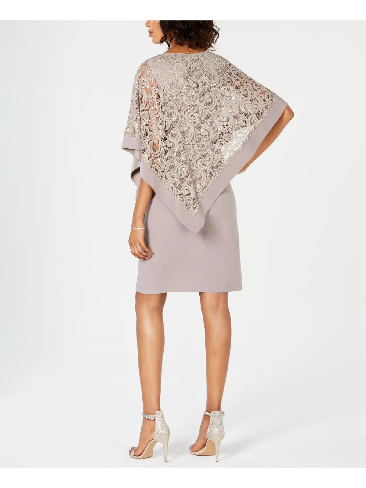 Sequined Lace Party Dress Tan 12 Z442129