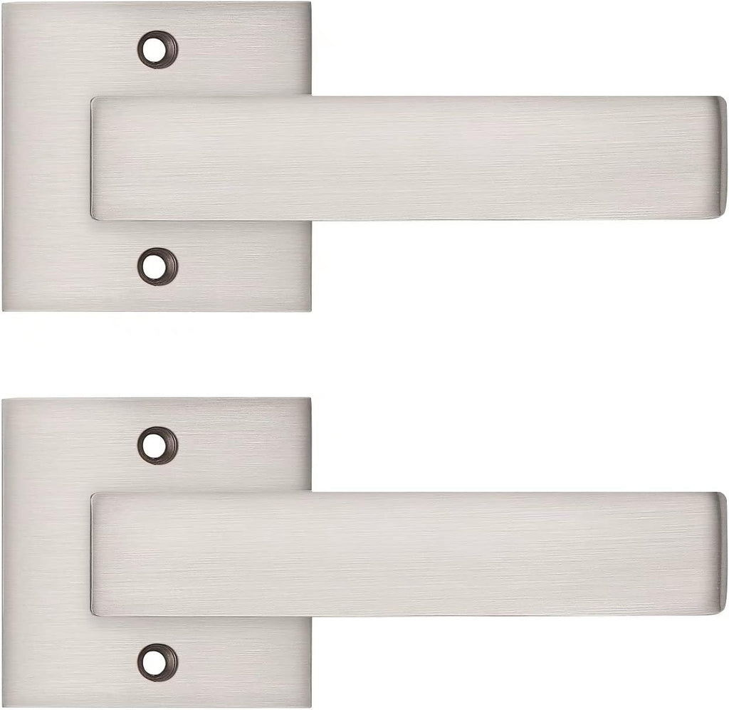 2 Pack Square Door Lever Passage Lockset in Satin Nickel A76476