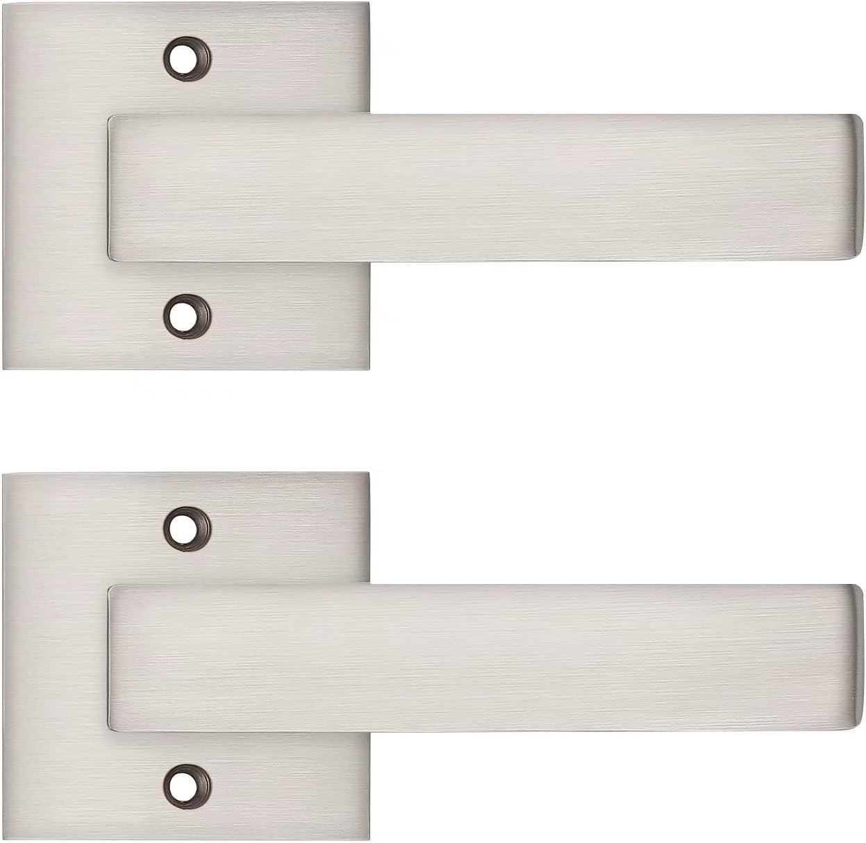 2 Pack Square Door Lever Passage Lockset in Satin Nickel A76476