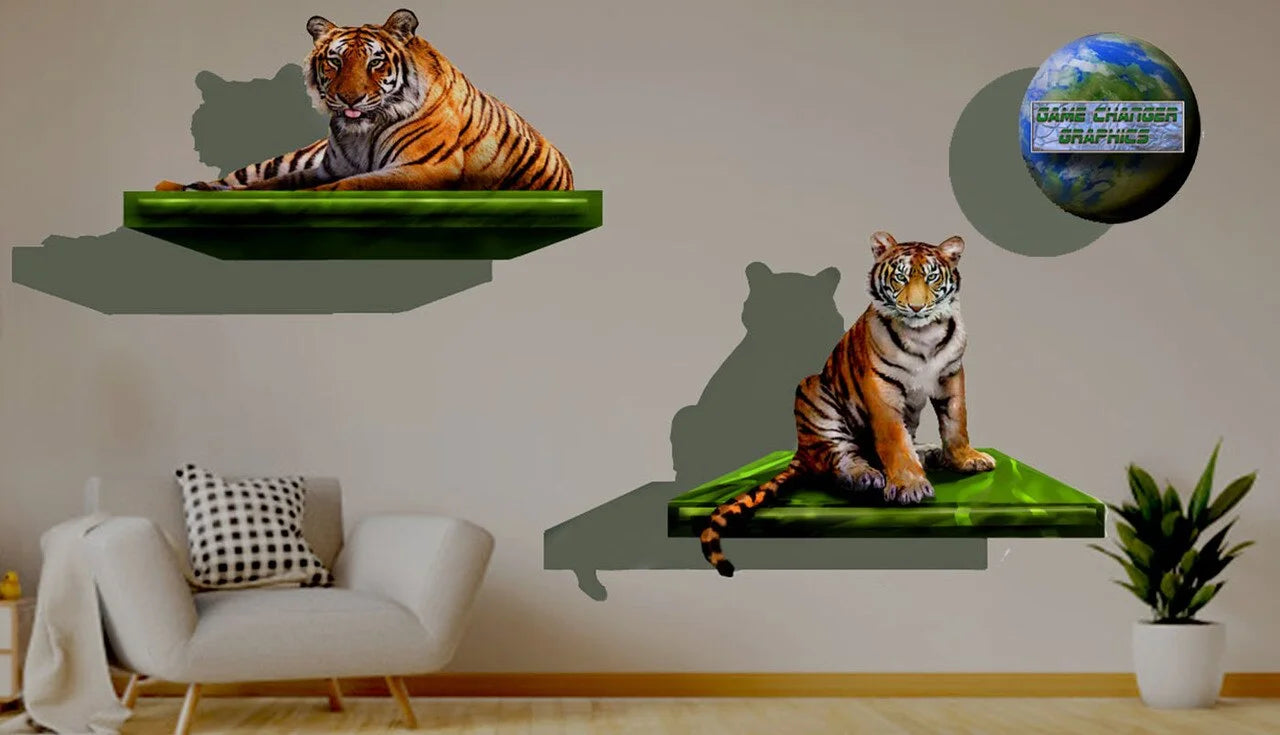 3-D Floating Tiger Wall Decor Decal B565701