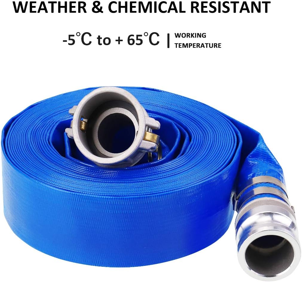 2 x 100' Blue PVC Heavy Duty Discharge Hose with Aluminum Camlock Fittings E438