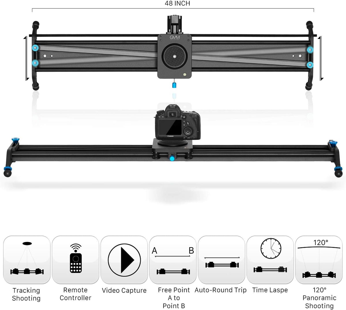Motorized Camera Slider, 31 Aluminum Alloy Track Dolly Rail C77036
