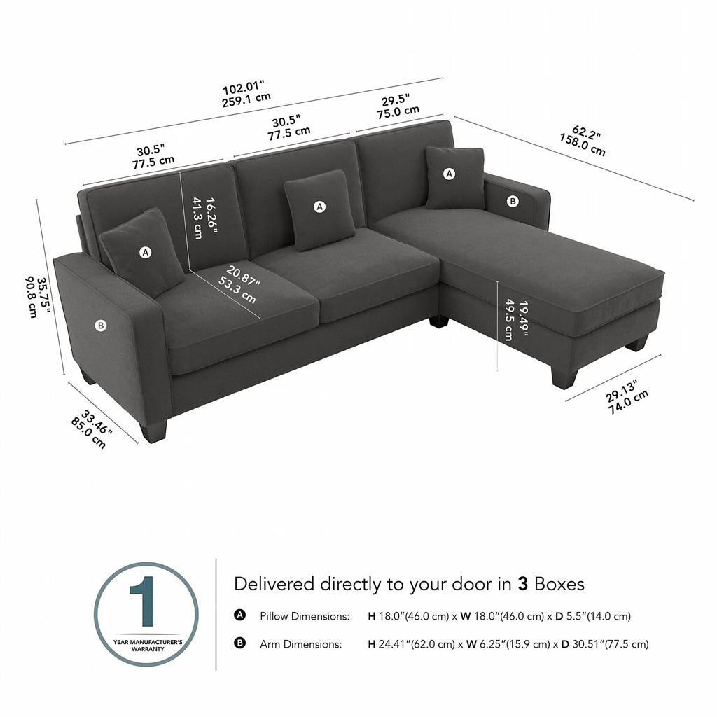 Chocolate Brown Microsuede Sectional Couch with Reversible Chaise Lounge A83597