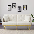 Velvet Futon Sofa Bed with Adjustable Armrests and Backrests S974188