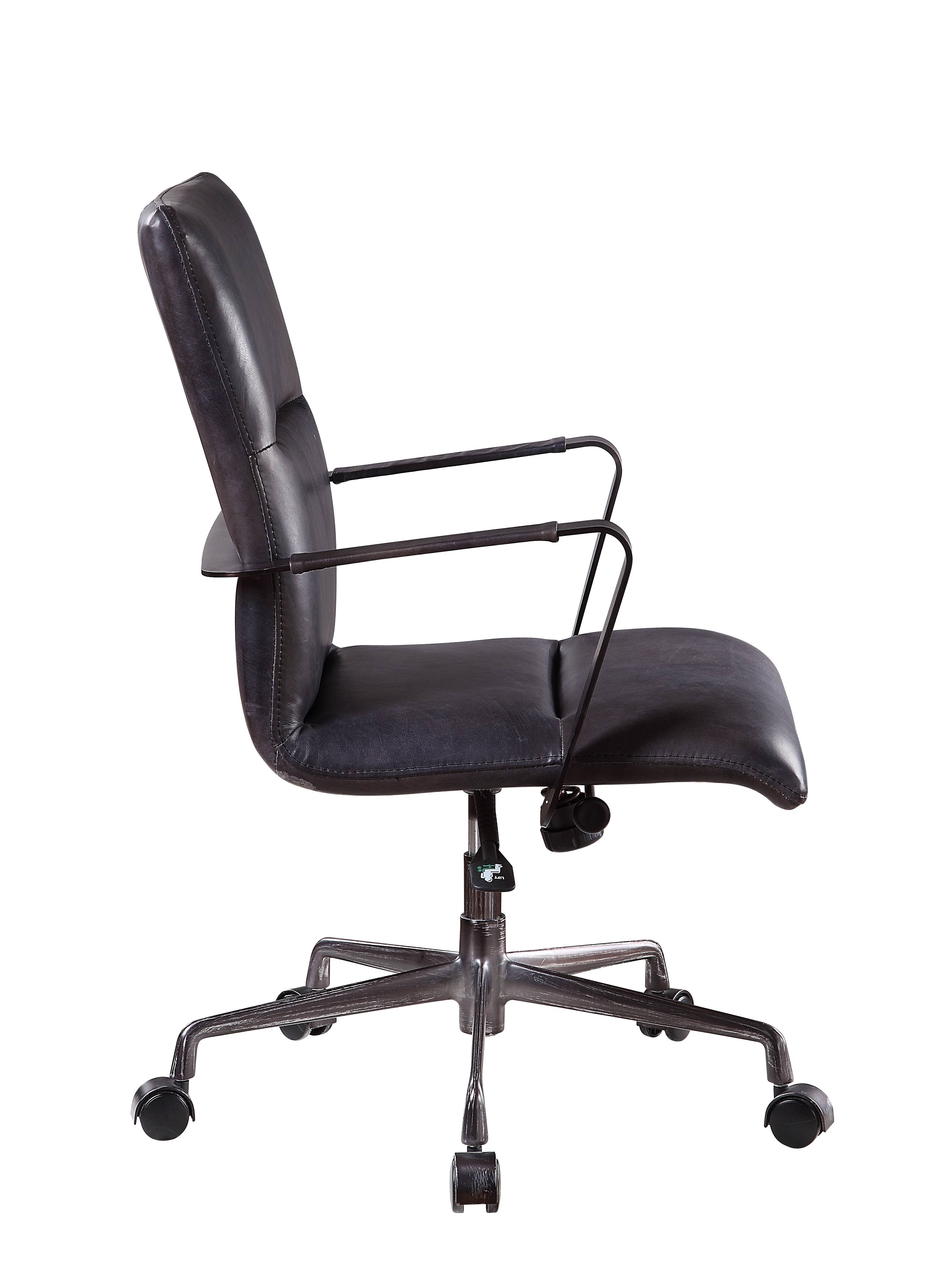 Black Faux Leather Upholstered Wooden Office Chair A1507