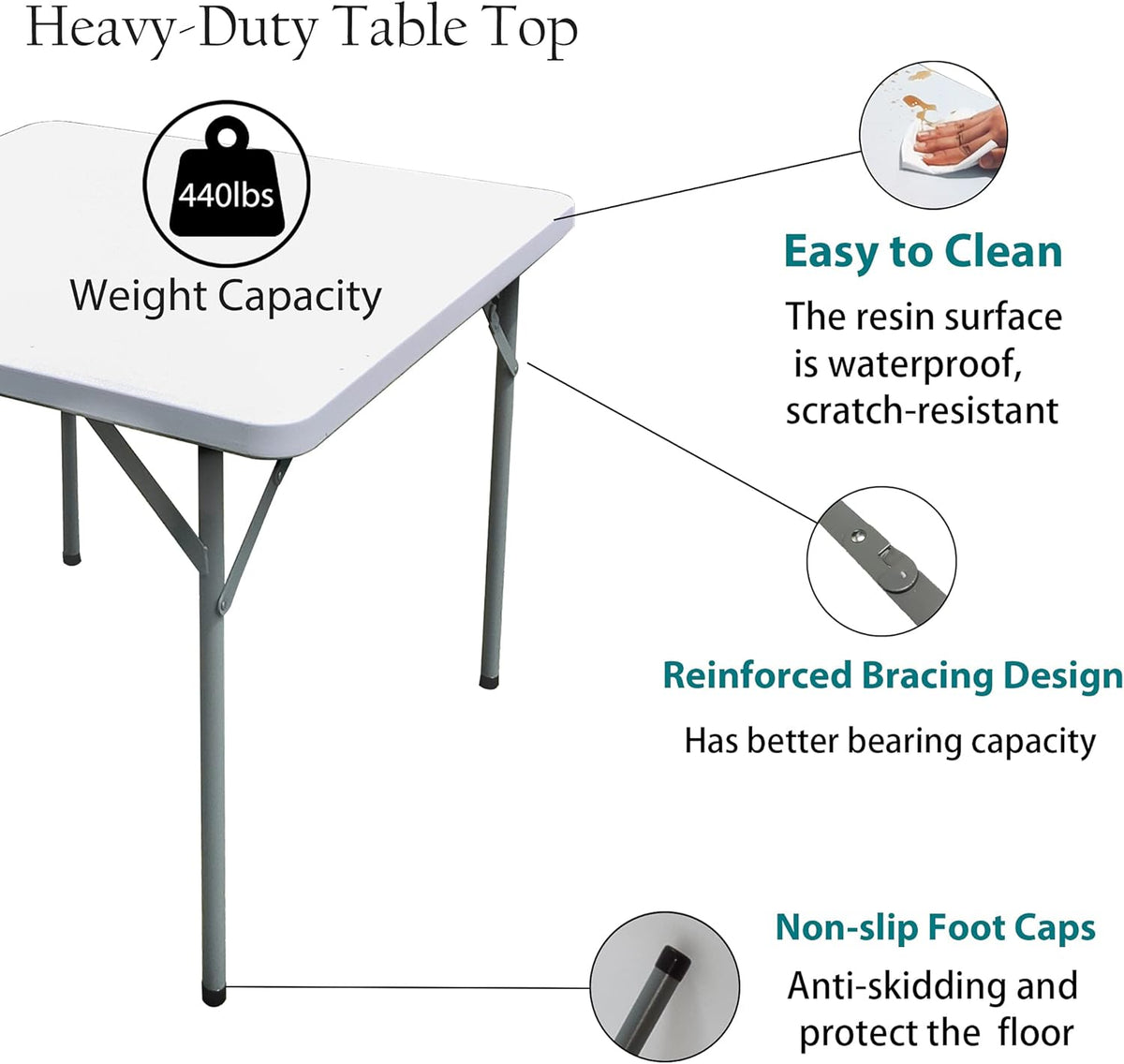White Square Folding Plastic Table G69281