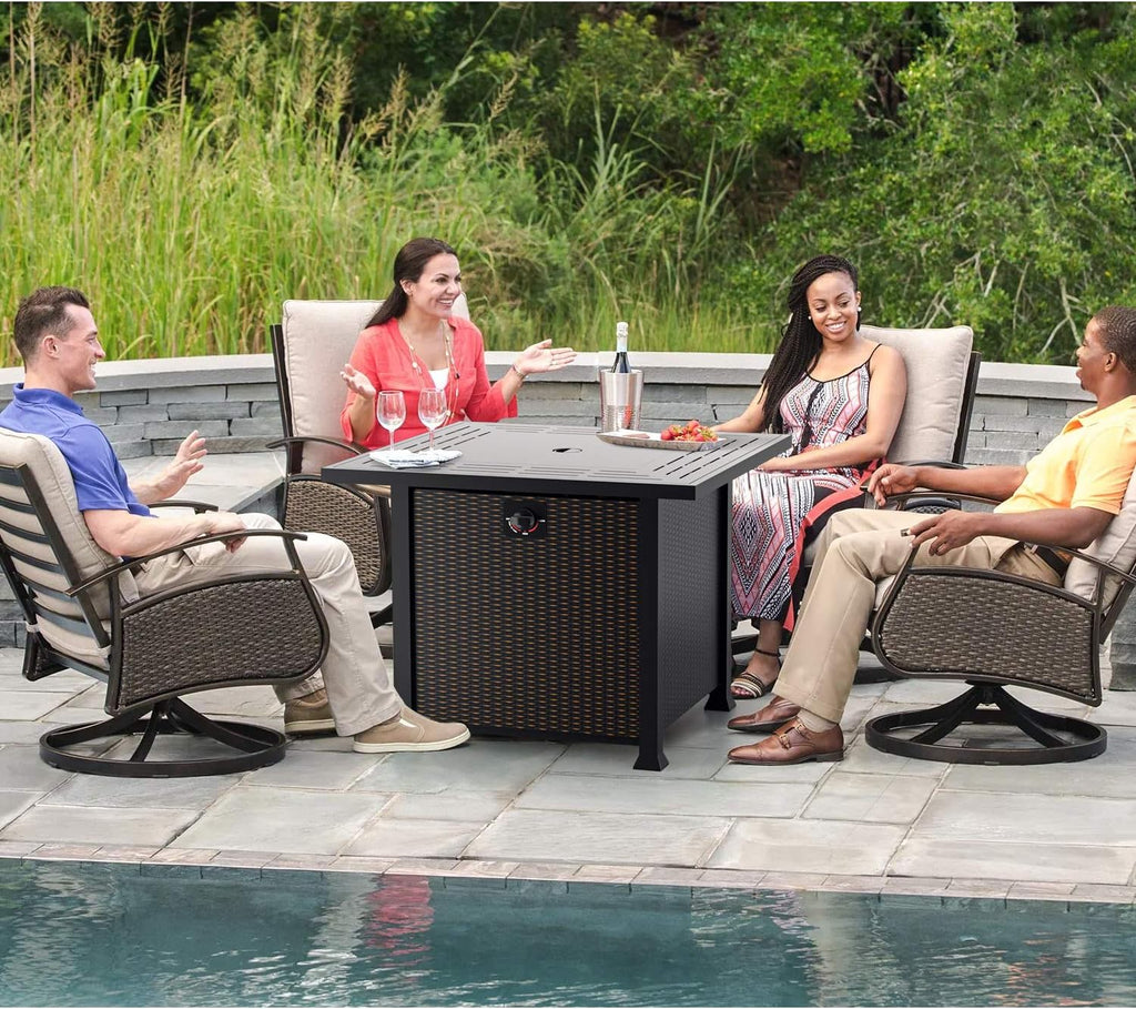 Propane Gas Fire Pit Table 50,000 BTU with Glass Wind Guard U114808