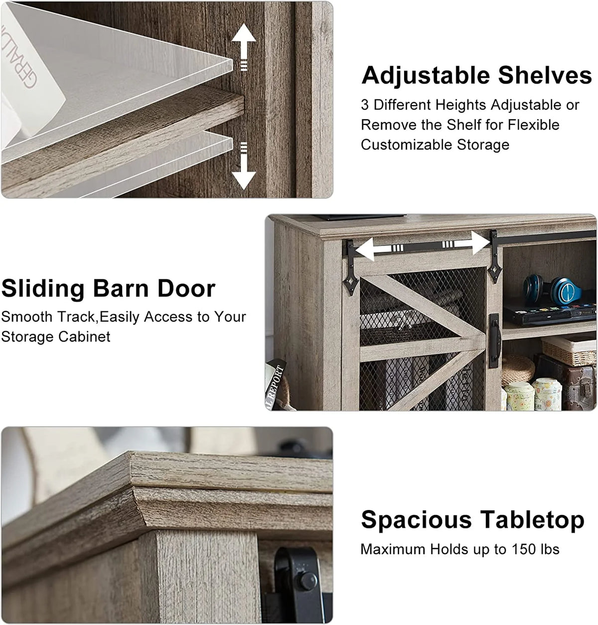 Farmhouse TV Stand with Sliding Barn Door D884