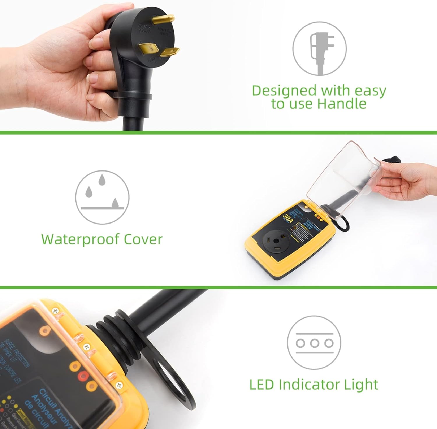 RV Surge Protector 30 Amp with Waterproof Cover, Circuit Analyzer H5631