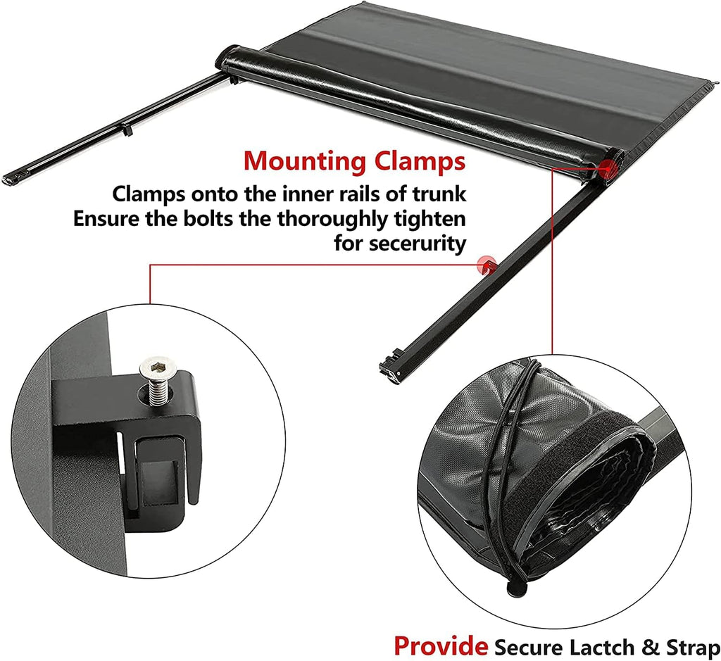 Soft Roll-up Truck Tonneau Cover with 6.5' Bed Black Sailcloth B1324