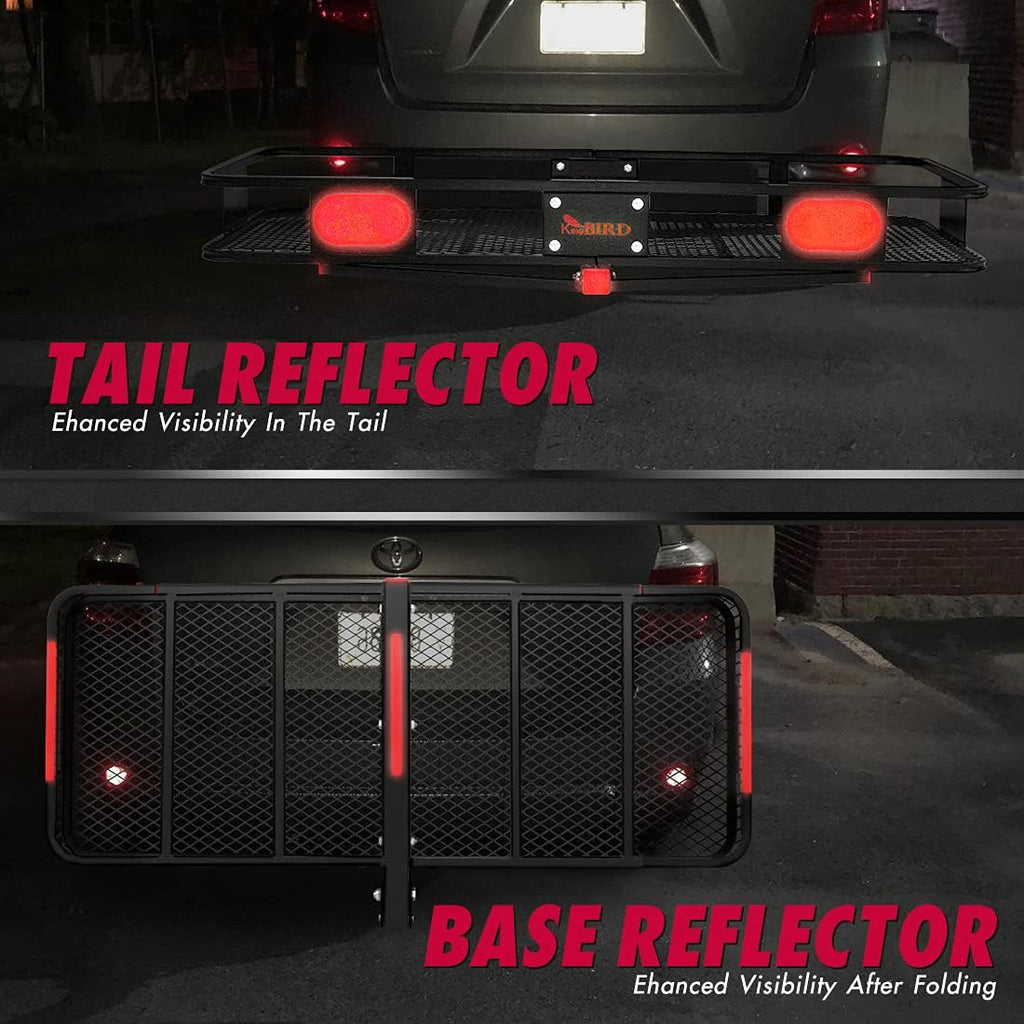 Hitch Mount Folding Cargo Carrier with Trailer Hitch Lock, Stabilizer, Net and Straps A45623