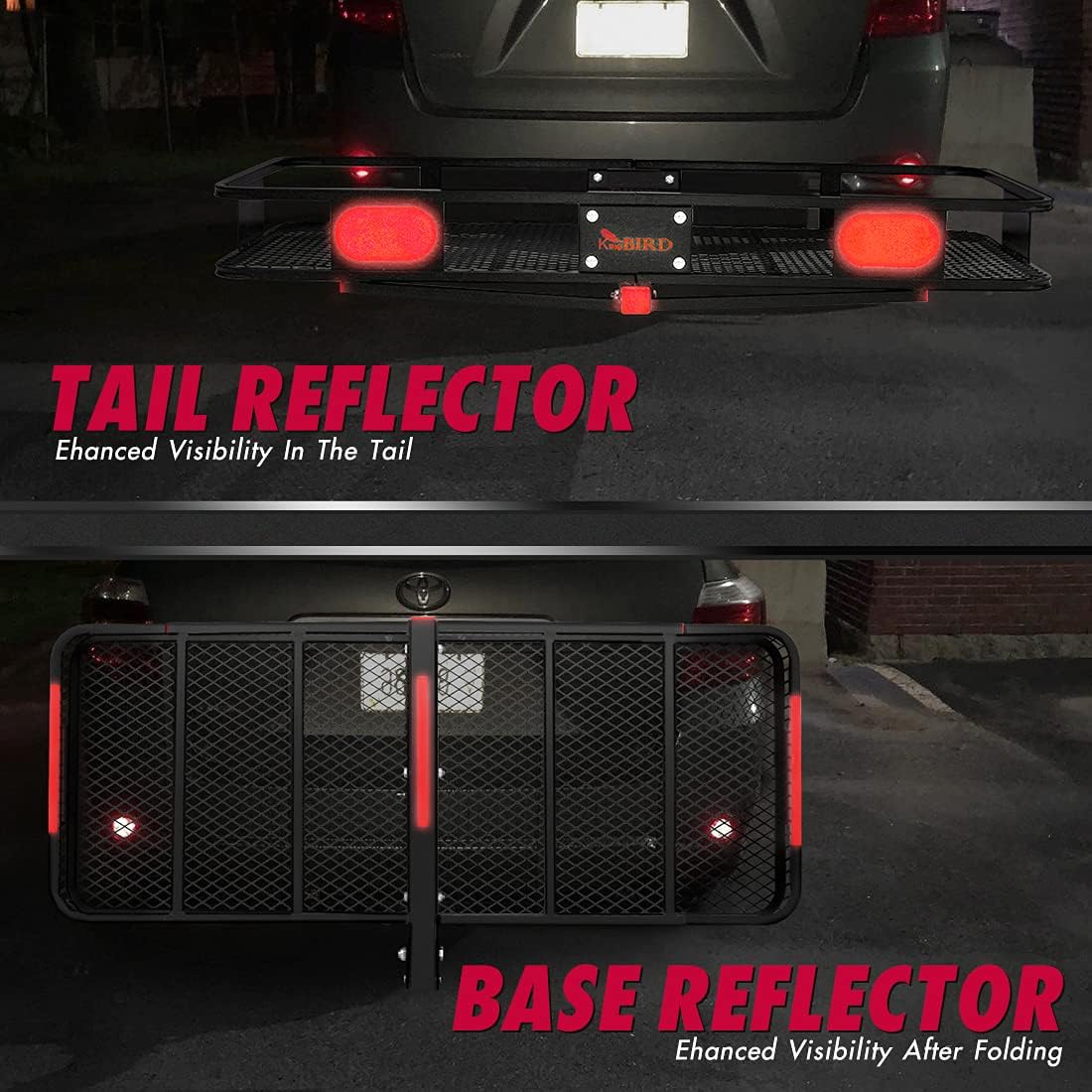 Hitch Mount Folding Cargo Carrier with Trailer Hitch Lock, Stabilizer, Net and Straps A45623