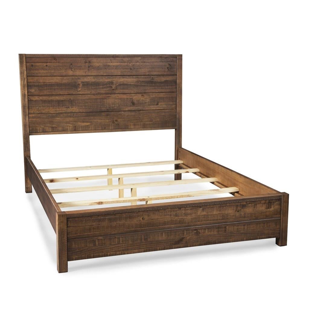Rustic Walnut Queen Panel Bed S6450