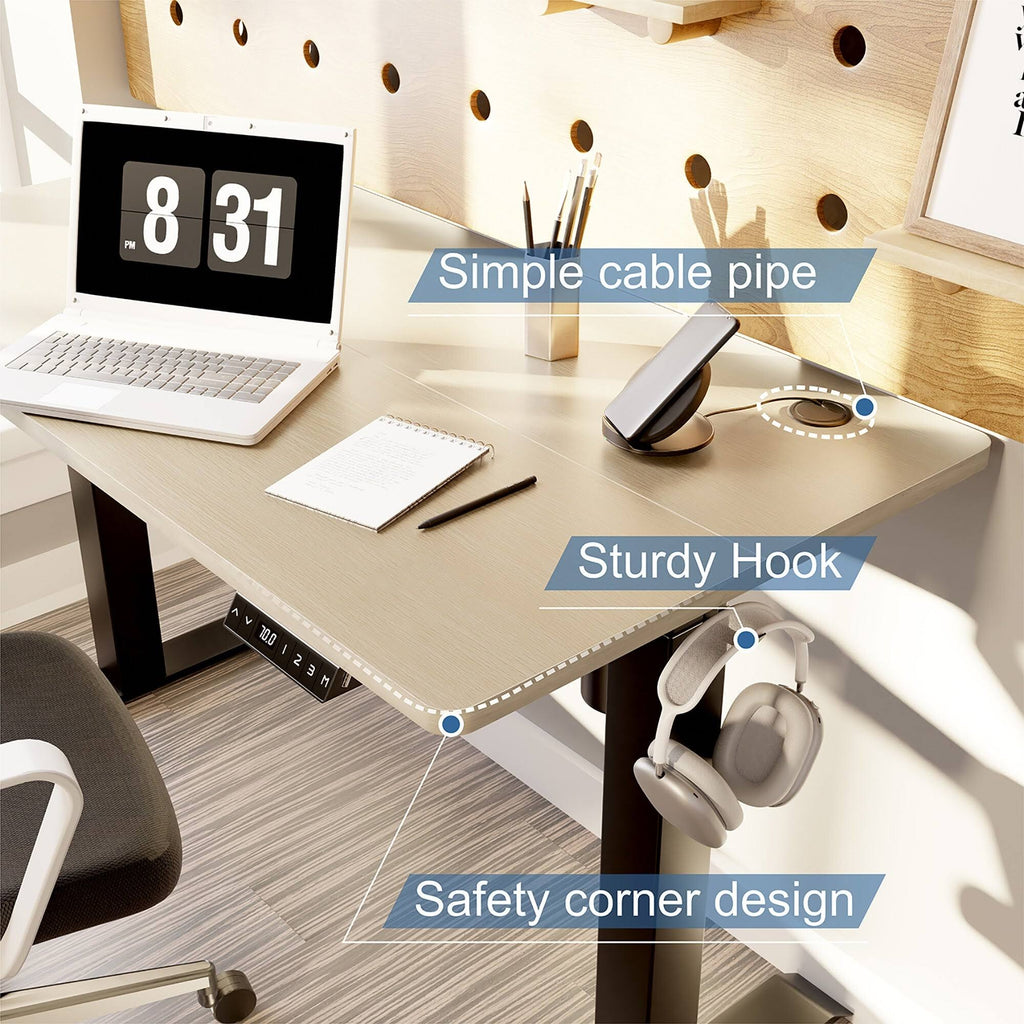 Black Height Adjustable Electric Standing Desk with Splice Board L816