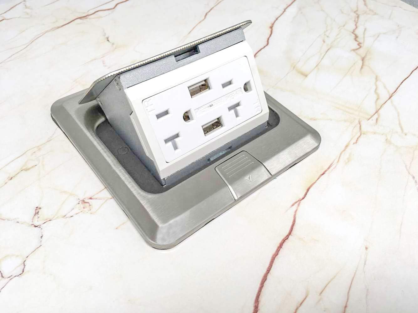 Stainless Steel Pop Up Receptacle with 20 A Duplex, Pack of 2 O81218