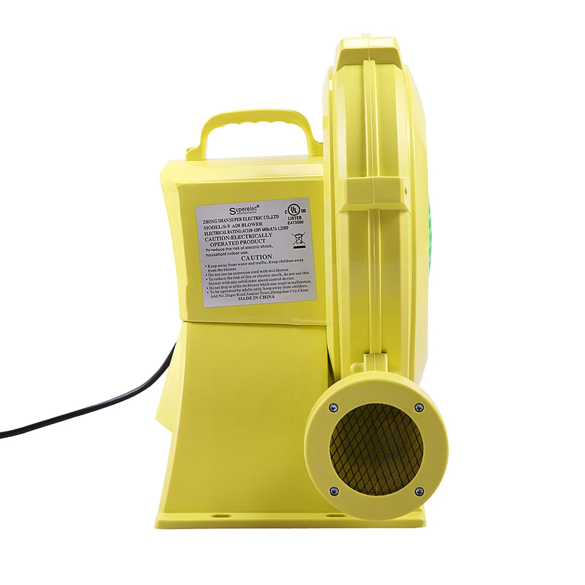 950W Electric Air Blower for Inflatable House, Yellow and Green T866