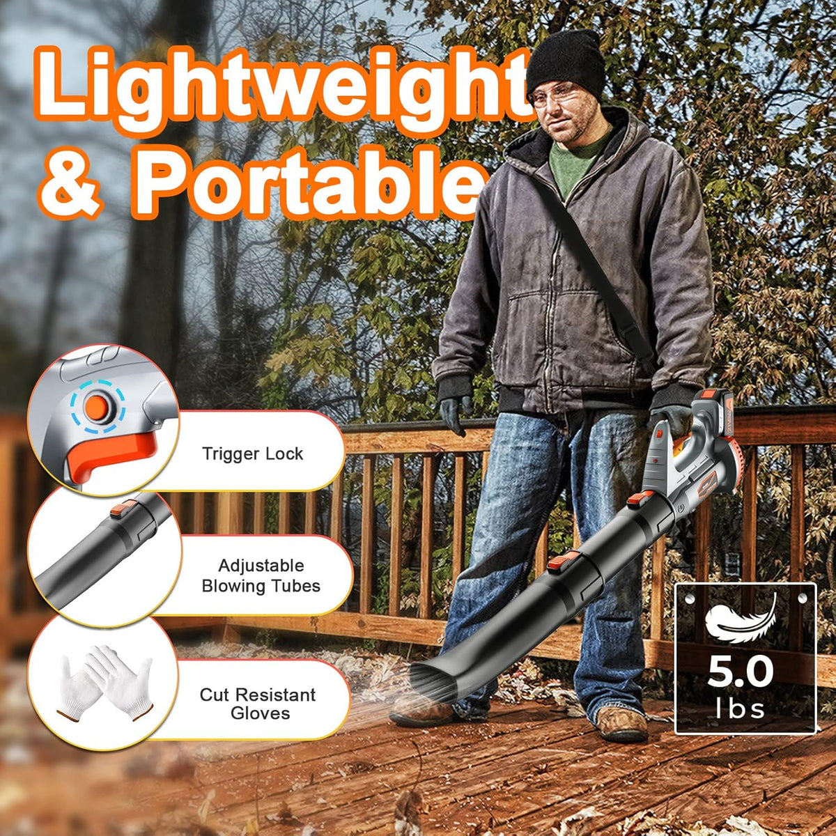 Cordless 21V Leaf Blower with 4.0Ah Battery & Charger, Pack of 2 Z9036