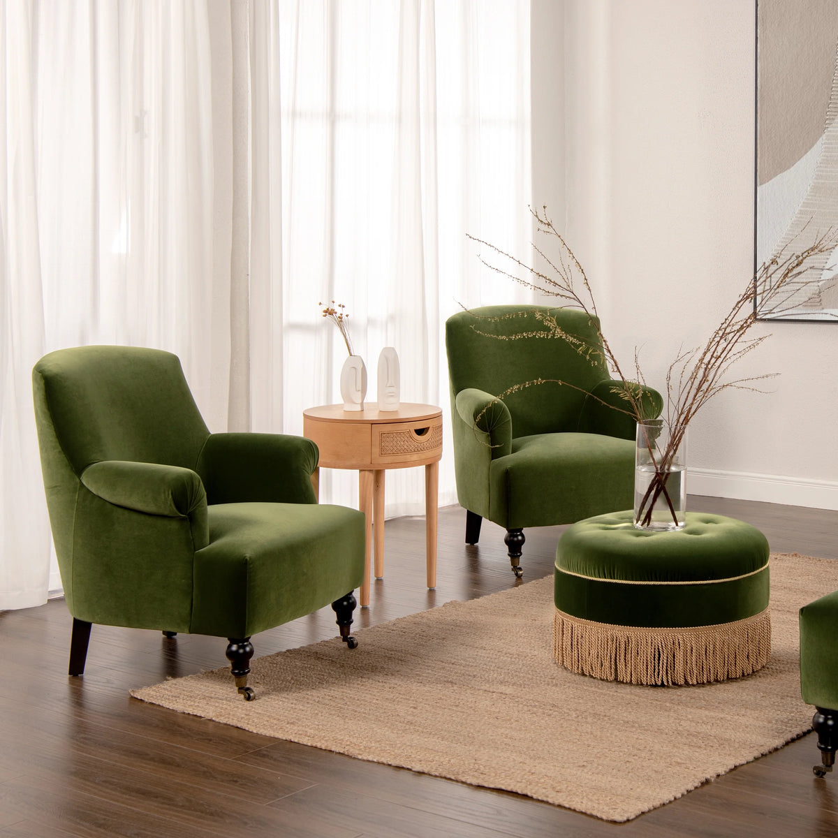 Olive Green Performance Velvet Accent Armchair F564