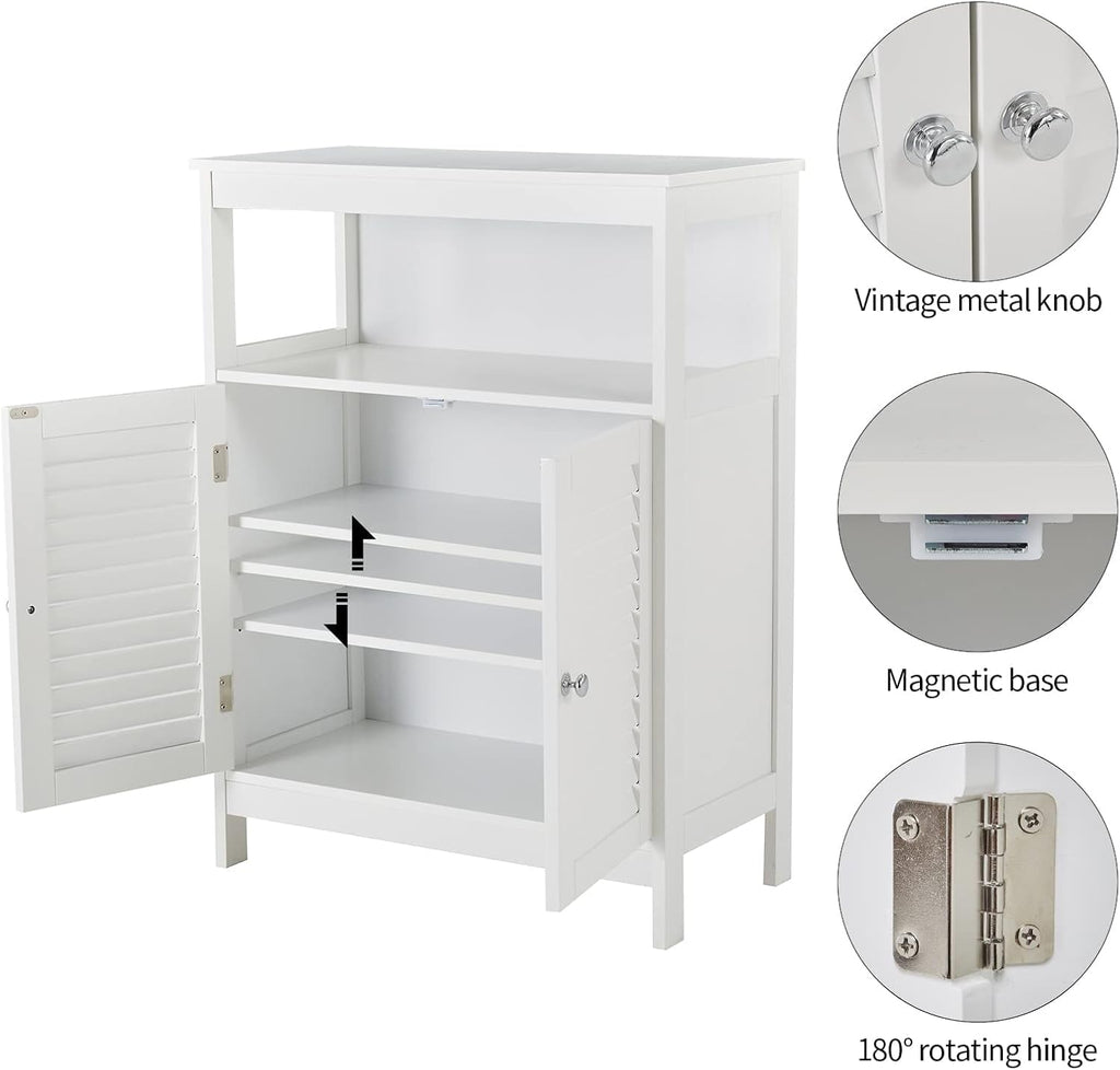 White Bathroom Storage Cabinet with 3 Drawers and 1 Two Layers Cabinet T381
