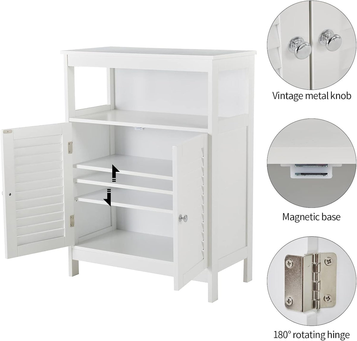 White Bathroom Storage Cabinet with 3 Drawers and 1 Two Layers Cabinet T381
